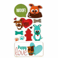American Crafts - Remarks - 3 Dimensional Stickers with Glitter Accents - Fido, CLEARANCE