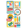 American Crafts - Heat Wave Collection - Remarks - 3 Dimensional Stickers with Glitter Accents - Shello, CLEARANCE