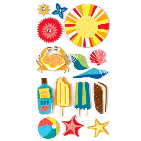 American Crafts - Heat Wave Collection - Remarks - 3 Dimensional Stickers with Glitter Accents - SPF, CLEARANCE