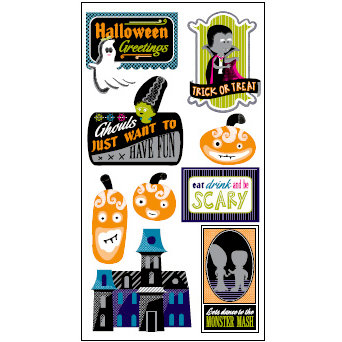 American Crafts - Boo Collection - Halloween - Remarks - 3 Dimensional Stickers - Ghostly