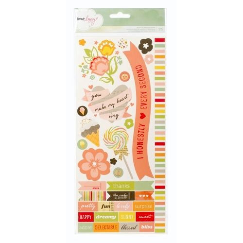 American Crafts - Dear Lizzy Neapolitan Collection - Remarks - Sticker Sheet - Borders, Accents and Phrases