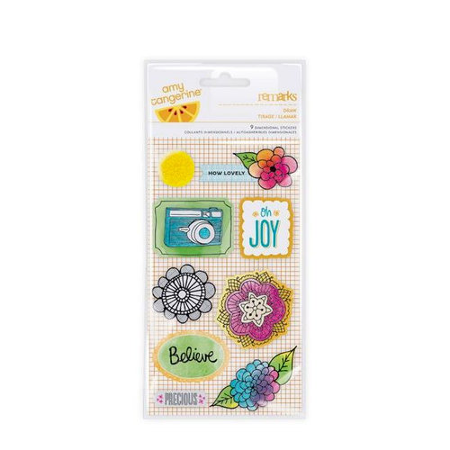 American Crafts - Amy Tangerine Collection - Sketchbook - Remarks - 3 Dimensional Stickers - Draw