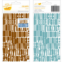 American Crafts - Amy Tangerine Collection - Ready Set Go - Remarks - Transparent Letter Stickers - Baxter - Brown and Blue