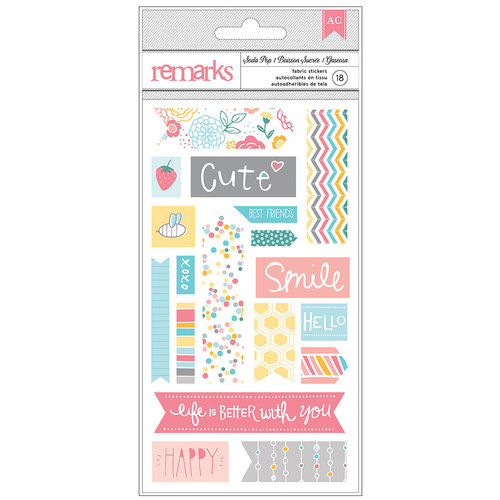 American Crafts - My Girl Collection - Remarks - Fabric Sticker Sheet - Soda Pop