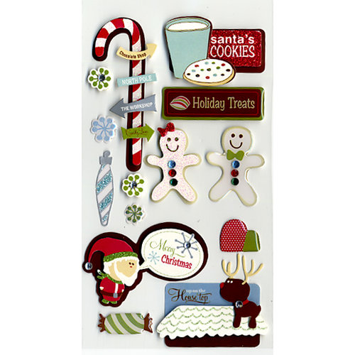 American Crafts - Merrymint Collection - Christmas - Remarks - 3 Dimensional Stickers - Fruitcake, BRAND NEW