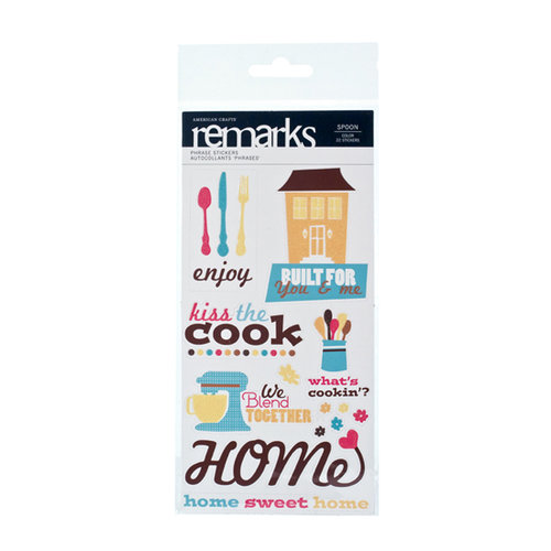 American Crafts - Abode Collection - Remarks - Phrase Stickers with Glitter Accents - Spoon, CLEARANCE