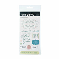 American Crafts - I Do Collection - Remarks - Phrase Stickers with Varnish Accents - Champagne