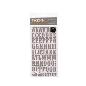 American Crafts - Thickers - Chipboard Letter Stickers - Platforms - Grey, CLEARANCE