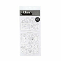 American Crafts - Thickers - Chipboard Shape Stickers - Accents - White