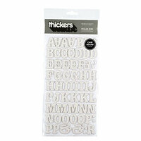 American Crafts - Thickers - Glitter Chipboard Letter Stickers - Roller Rink - White