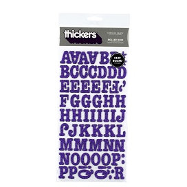American Crafts - Thickers - Glitter Chipboard Letter Stickers - Roller Rink - Plum , CLEARANCE