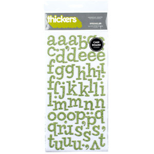 American Crafts - Glitter Chipboard Thickers - Sprinkles - Cucumber