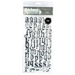 American Crafts - Thickers - Tinsel Foil Chipboard Alphabet Stickers - Silver, CLEARANCE