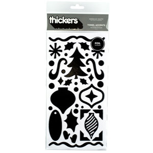 American Crafts - Thickers - Tinsel Accents - Foil Chipboard Stickers - Black, CLEARANCE
