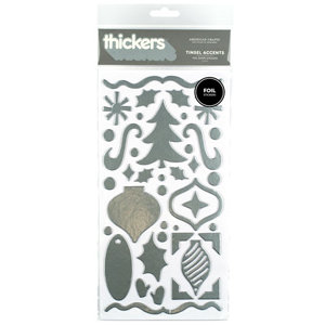 American Crafts - Thickers - Tinsel Accents - Foil Chipboard Stickers - Silver, CLEARANCE