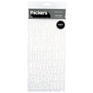 American Crafts - Puffy Thickers - City Slicker Letter Stickers - Chit Chat - White, CLEARANCE