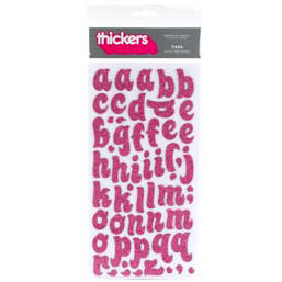 American Crafts - Thickers - Chipboard Glitter Letter Stickers - Tiara - Taffy