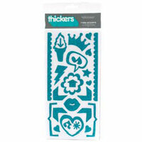 American Crafts - Thickers - Chipboard Glitter Stickers - Tiara Accents - Aqua
