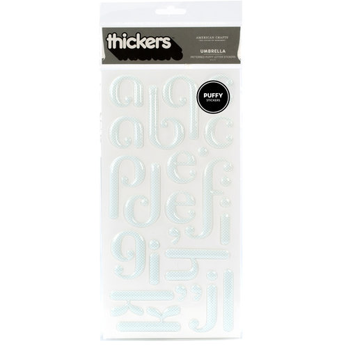American Crafts - Thickers - Patterned Puffy Alphabet Stickers - Umbrella - White