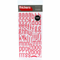 American Crafts - Thickers - Fabric Chipboard Alphabet Stickers - Patchwork - Ladybug, CLEARANCE