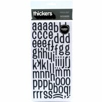 American Crafts - Thickers - Fabric Chipboard Alphabet Stickers - Patchwork - Black, CLEARANCE
