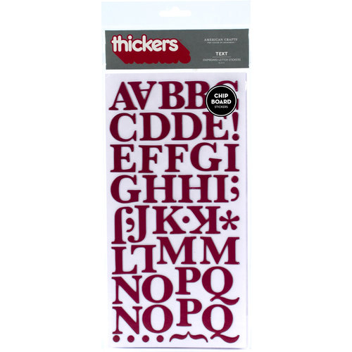American Crafts - Thickers - Chipboard Alphabet Stickers - Text - Mulberry