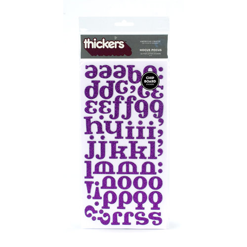 American Crafts - Thickers - Glitter Chipboard Letter Stickers - Hocus Pocus - Wine, CLEARANCE