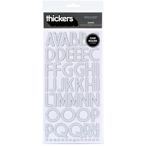 American Crafts - Thickers - Patterned Chipboard Alphabet Stickers - Cupid - White, CLEARANCE