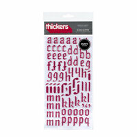 American Crafts - Thickers - Glitter Puffy Alphabet Stickers - Glass Slipper - Mulberry, CLEARANCE