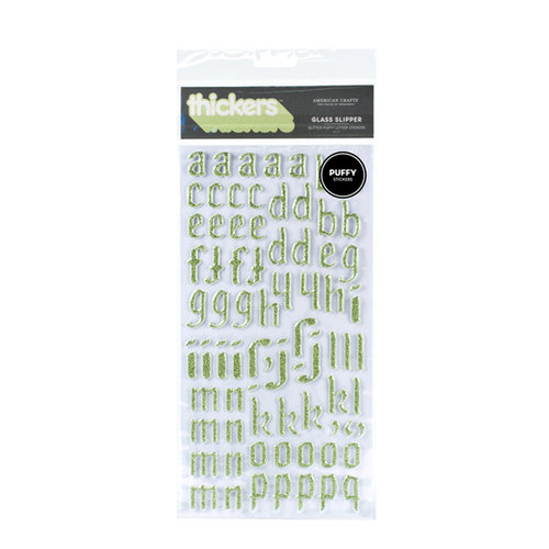 American Crafts - Thickers - Glitter Puffy Alphabet Stickers - Glass Slipper - Mint, CLEARANCE