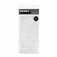 American Crafts - Thickers - Glitter Puffy Alphabet Stickers - Mirror Mirror - White, CLEARANCE