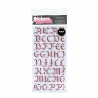 American Crafts - Thickers - Glitter Puffy Alphabet Stickers - Mirror Mirror - Rose