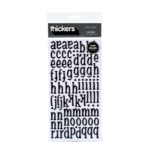 American Crafts - Thickers - Glossy Chipboard Alphabet Stickers - Nutmeg - Black, CLEARANCE