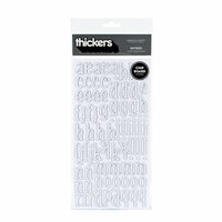 American Crafts - Thickers - Glossy Chipboard Alphabet Stickers - Nutmeg - White, CLEARANCE