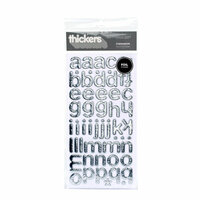 American Crafts - Thickers - Foil Chipboard Alphabet Stickers - Cinnamon - Silver, CLEARANCE