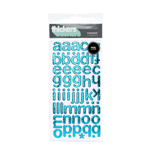 American Crafts - Thickers - Foil Chipboard Alphabet Stickers - Cinnamon - Robin's Egg, CLEARANCE