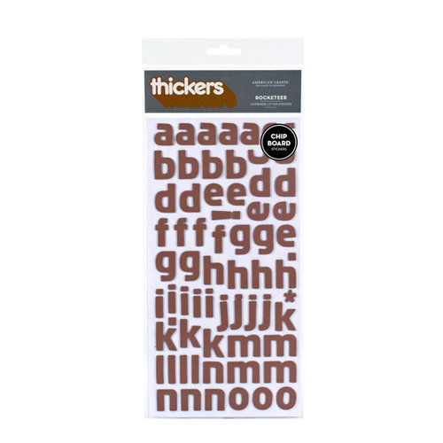 American Crafts - Thickers - Chipboard Alphabet Stickers - Rocketeer - Chocolate, CLEARANCE