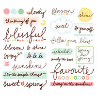 American Crafts - Dear Lizzy Spring Collection - MiniMarks - Rub On Transfers - Pounce Phrases, CLEARANCE