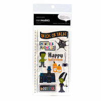 American Crafts - Boo Collection - Halloween - MiniMarks - Rub On Transfers - Ghoulish Phrases and Accents