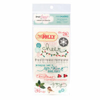 American Crafts - Dear Lizzy Christmas Collection - MiniMarks - Rub On Transfers - Snowy - Phrases, CLEARANCE