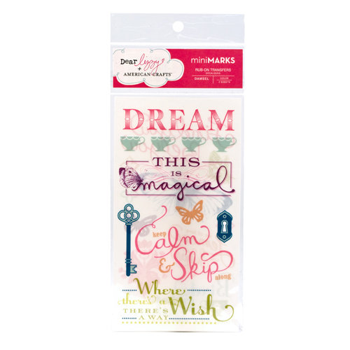 American Crafts - Dear Lizzy Enchanted Collection - MiniMarks -  Rub On Transfers - Damsel Phrases and Accents, CLEARANCE