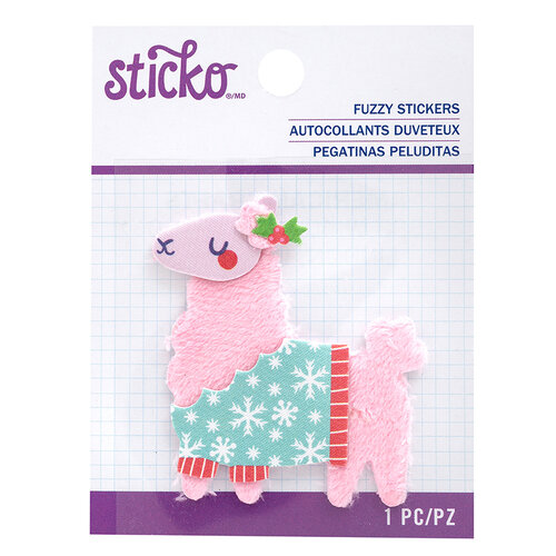 EK Success - Sticko - Christmas - Fuzzy Stickers - Embroidered - Sweater Llama