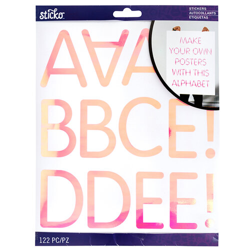 EK Success - Sticko - Stickers - Iridescent Alpha - Rounded Thin - Extra Large - Pink