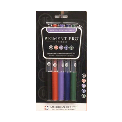 American Crafts - Pigment Pro Markers -  5 Piece Set - Five Colors - Size 05