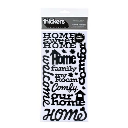 American Crafts - Abode Collection - Thickers - Glossy Chipboard Stickers - Tenant Phrases - Black, CLEARANCE