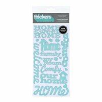 American Crafts - Abode Collection - Thickers - Glossy Chipboard Stickers - Tenant Phrases - Robins Egg