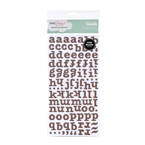 American Crafts - Dear Lizzy Spring Collection - Thickers - Glitter Chipboard Alphabet Stickers - Bliss - Coffee, CLEARANCE