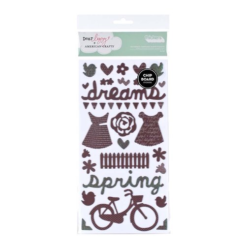American Crafts - Dear Lizzy Spring Collection - Thickers - Chipboard Shape Stickers - Bliss Accents - Coffee