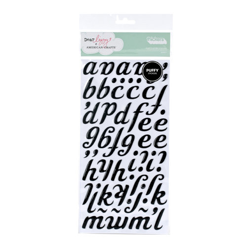 American Crafts - Dear Lizzy Spring Collection - Thickers - Puffy Alphabet Stickers - Berry - Black, CLEARANCE