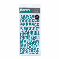 American Crafts - Heat Wave Collection - Thickers - Glitter Chipboard Alphabet Stickers - Niki Riki - Aqua, BRAND NEW